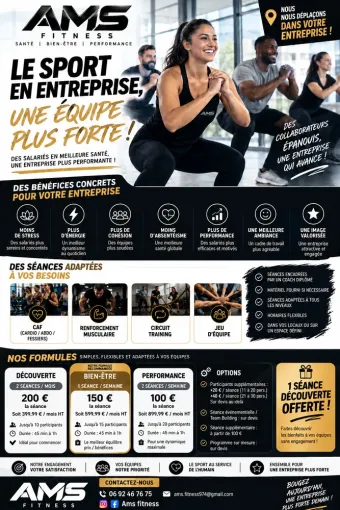 Découvrez nos offres de coaching en entreprise, Saint-André, AMS Fitness & Coaching